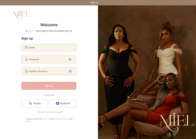 Sign up and sign in pages for Miel e-commerce website daily ui ec designs figma logo product design ui ux