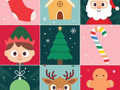 Christmas illustrations branding character christmas christmas elf christmas illustrations christmas stocking christmas tree cute design digital gingerbread house happy holidays illustration kawaii reindeer santa santa claus vector xmas illustrations