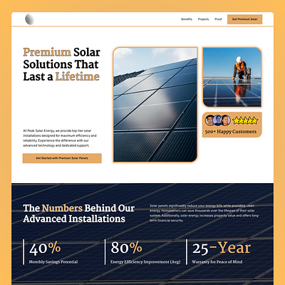 Peak Solar Energy ⚜️ | Premium Solar Company Website Design conversion rate landing page lead generation modern modern website premium seo solar solar company website solar website solar website design ui ux website website design website design for solar company