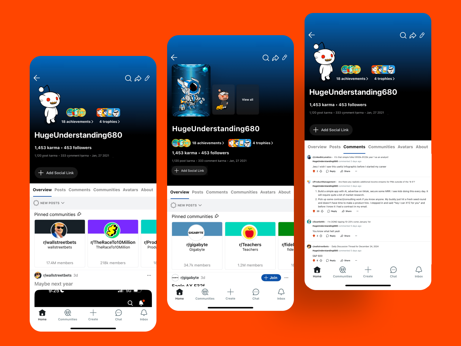 Reddit Profiles: For the Culture mobile product product design reddit redesign social media tech ui user personas user profile ux