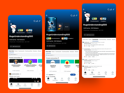 Reddit Profiles: For the Culture mobile product product design reddit redesign social media tech ui user personas user profile ux