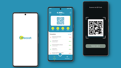 Fintech Mobile App android design green mobile qr code ui ux yellow