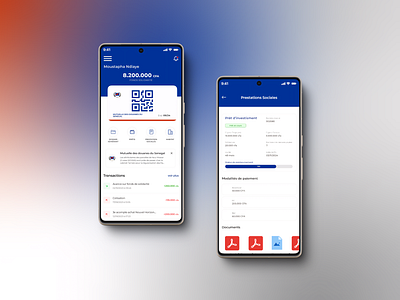 Loan Mobile Application bleu design loan mobile qr code red ui ux