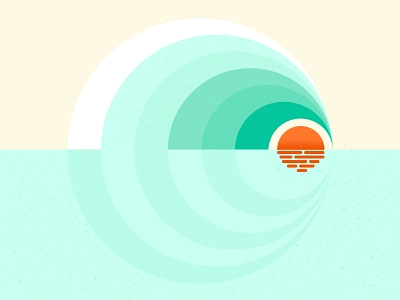 2.0 sun & wave illustration illustrator ocean sea sun sunset sunshine water wave waves