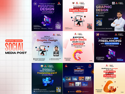 Dynamic Visuals for Graphic Design Workshops banner branding campaign social media post design edtech social media post graphic design social media banner social media post