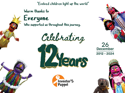 Celebrating 12 years | Inventor's Puppet adobe illustration animation artwork branding design graphic design illustration kids puppet