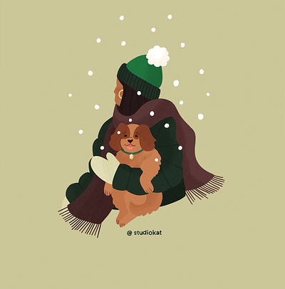 Chunky Dog art character design dog hat illustration procreate puppy scarf snow texture vibe winter winter outfit