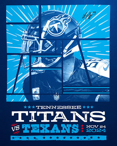 WK-12 Gameday Poster - TITANS vs Texans bitmap design illustration sports tennessee titans vector vector art