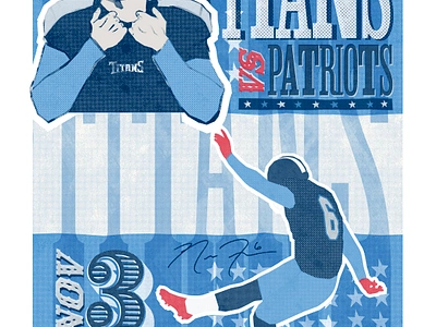 WK-9 Gameday Poster TITANS vs Patriots branding design illustration nick folk sports design tennessee titans vector vector art