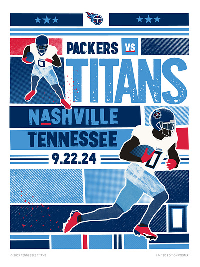 WK 3 Gameday Poster - TITANS vs Packers calvin ridley color design flat hatch show illustration nashville packers rid sports titans vector