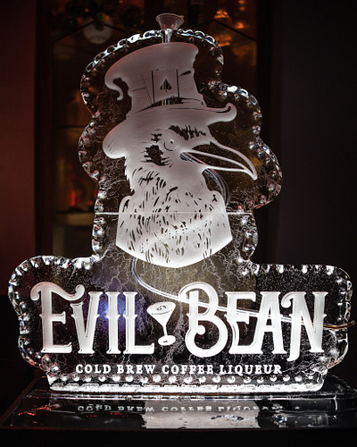 Evil Bean Launch Party Ice Sculpture branding graphic design logo