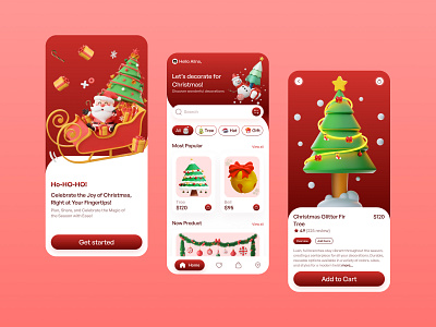 Christmas App Design 3d 3d illustration app app design christmas app christmas app ui christmas design design dribbble figma figma design illustration typography ui ux