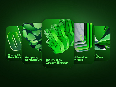 sport-theme illustrations // product cards 3d branding graphic design ui