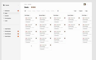 SaaS Kanban Deals branding dashboard deals design flat minimal saas ui ux