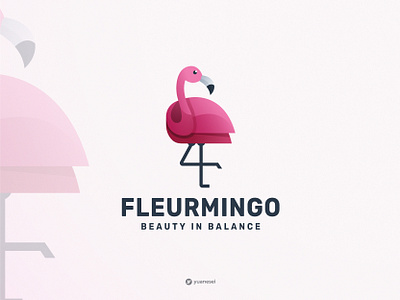 FLEURMINGO Creative Flamingo Logo Design bird logo branding colorful design flamingo flamingo logo gradient graphic design iconic illustration logo design mark mascot pink symbol