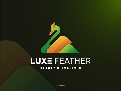 LUXE FEATHER Creative Swan Logo Design animal bird bird logo branding colorful geometric gradient graphic design iconic identity logo design mascot modern nature swan swan logo symbol wings