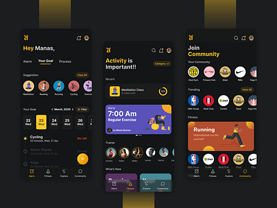 Smart Alarm App – Stay Organized & Motivated alarm app android app apple fitness fitness app mobile mobile design motivation app ui ui mobile ux