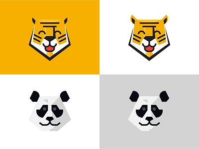 Flat animals logos brand branding cartoon cute design elegant flat funny graphic design illustration logo logo design logo designer logodesign logodesigner logotype modern nice panda tiger