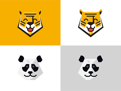 Flat animals logos brand branding cartoon cute design elegant flat funny graphic design illustration logo logo design logo designer logodesign logodesigner logotype modern nice panda tiger