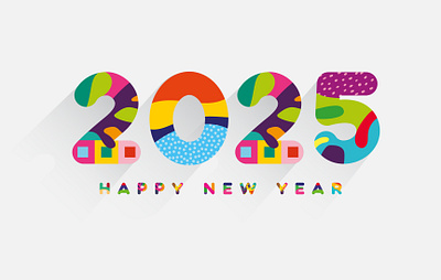 Happy New Year 2025 colorful text design. 2025 logo 2025 2025 new year buon anno 2025 calendar feliz año nuevo 2025 graphic design happy new year new year new year 2025