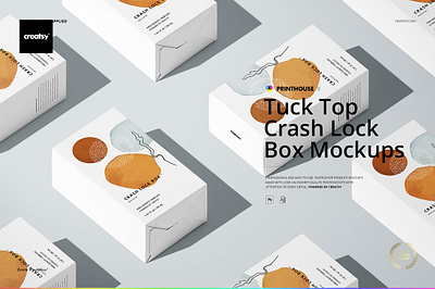 Tuck Top Crash Lock Box Mockup Set box mockup set crash lock box mockup creator creatsy customizable design generator mock up mock ups mockup mockups smart object template templates