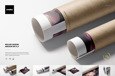 Rolled Canvas Print Mockup Set v.3 canvas print mockup creatsy mock up mock ups mockup mockups print mockup rolled canvas print mockup rolled canvas print mockup set smart object template templates