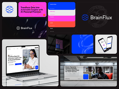 BrainFlux Brand Identity adobe illustrator ai brain branding data figma graphic design illustration logo science visual identuty