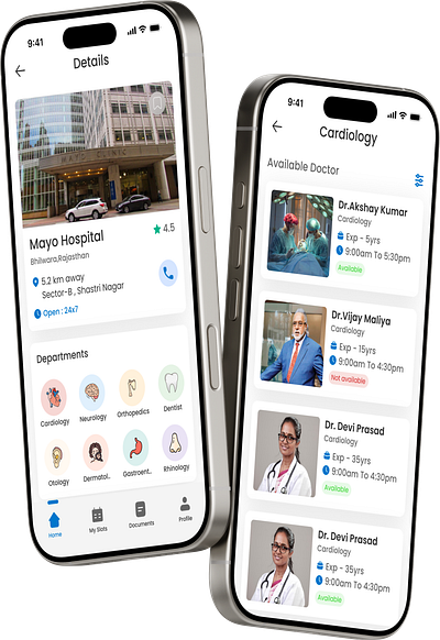 Hospital Slot Booking App app design behance doctorbooking figma hospital booking app illustration mockup ui uiidea ux