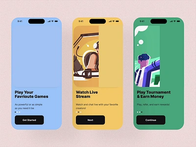 Onboarding - Esports Tournament App clean design gaming illustration interaction lottie motion onboarding design trending design ui ui design ux war94