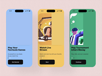 Onboarding - Esports Tournament App clean design gaming illustration interaction lottie motion onboarding design trending design ui ui design ux war94