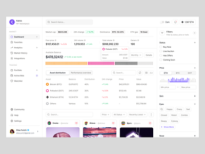 Kairos · NFT Marketplace clean design dashboard design marketplace dashboard minimal dashboard nft dashboard nft marketplace product product dashboard product design ui ux web design