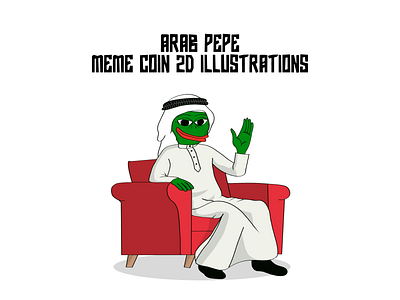 arab pepe 2d art illustration for meme coin website landing page artwork coin crypto meme meme coin