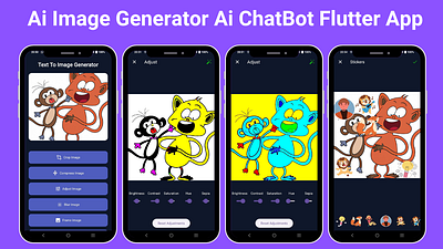 AI Image Generator | AI Chat Bot | Translator & Emotion Recognit animation graphic design motion graphics text to image ai ui