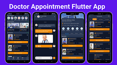 Flutter Doctor Appointment Booking Mobile App 3d logo practo mobile app ui