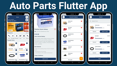 Auto Parts & Car Parts Online Store Flutter Mobile App Template animation branding graphic design logo motion graphics onlinestore shopapp woocommerceapp