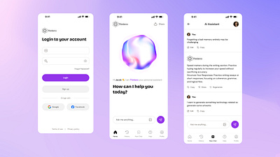 Thinkera - AI Conversational Chatbot App ai ai bot ai chat app app design bot chat chat app chat generator chatbot chatting design illustrations messaging app mobile mobile design ui ui design ux web design