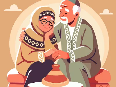 Heartwarming moment ❤️ 2d art artwork design digital illustration graphic design illustration illustration couple moroccan illustration vector artwork