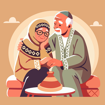 Heartwarming moment ❤️ 2d art artwork design digital illustration graphic design illustration illustration couple moroccan illustration vector artwork