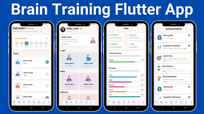 Brain Training Flutter App UI Kit flutter template flutter ui kit neuronation app ui ui kit