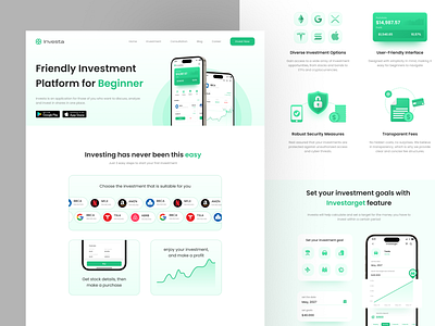 Investa - Stock Investment Landing Page landing page ui website