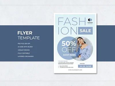 Template Fashion Sale Blue Clean Design Flyer red