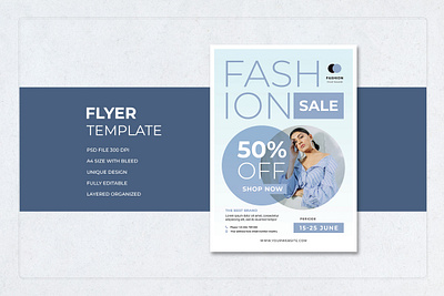 Template Fashion Sale Blue Clean Design Flyer red