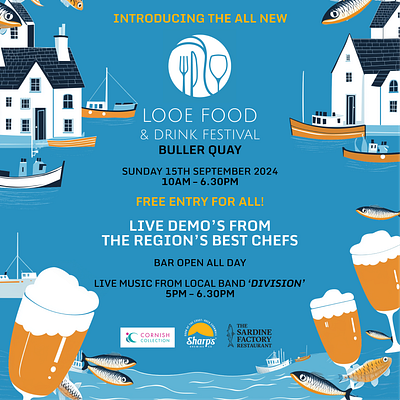 Promotional Design for Looe Food & Drink Festival food and drink branding.