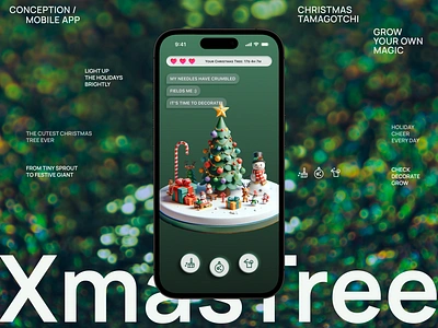 XmasTree — Conception Mobile App UI UX Design ai app branding christmas design graphic design illustration logo tree typography ui ux vector