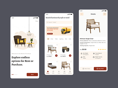 E-Commerce App Concept application designsystem ecommerce furniture app mobileapp mobileui online store sale shoping app ui