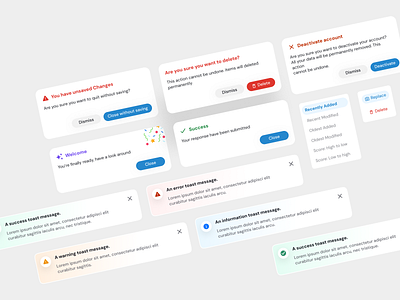 Pop-ups and Toasts design ui uiux web website website design