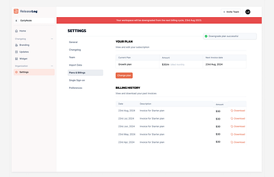 Plans and Billings ui