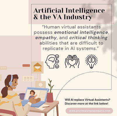 Sample Social Media Post - AI in the VA industry ai article artificial intelligence branding content creation digital design engagement post social media va virtual assistant