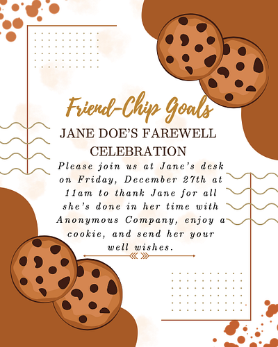 Sample - Simple Invitation - Friend Chip Goals celebration cookie dessert digital content digital design friends invitation invite party simple invite