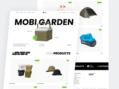Mobigarden 🏕️ - Bold Design black bold green green black hero bold section hero section landing page landing page bold landing page outdoor outdoor outdoorlifestyle redesign ui ui inspiration ui landing ux web bold web design web inspiration web ui